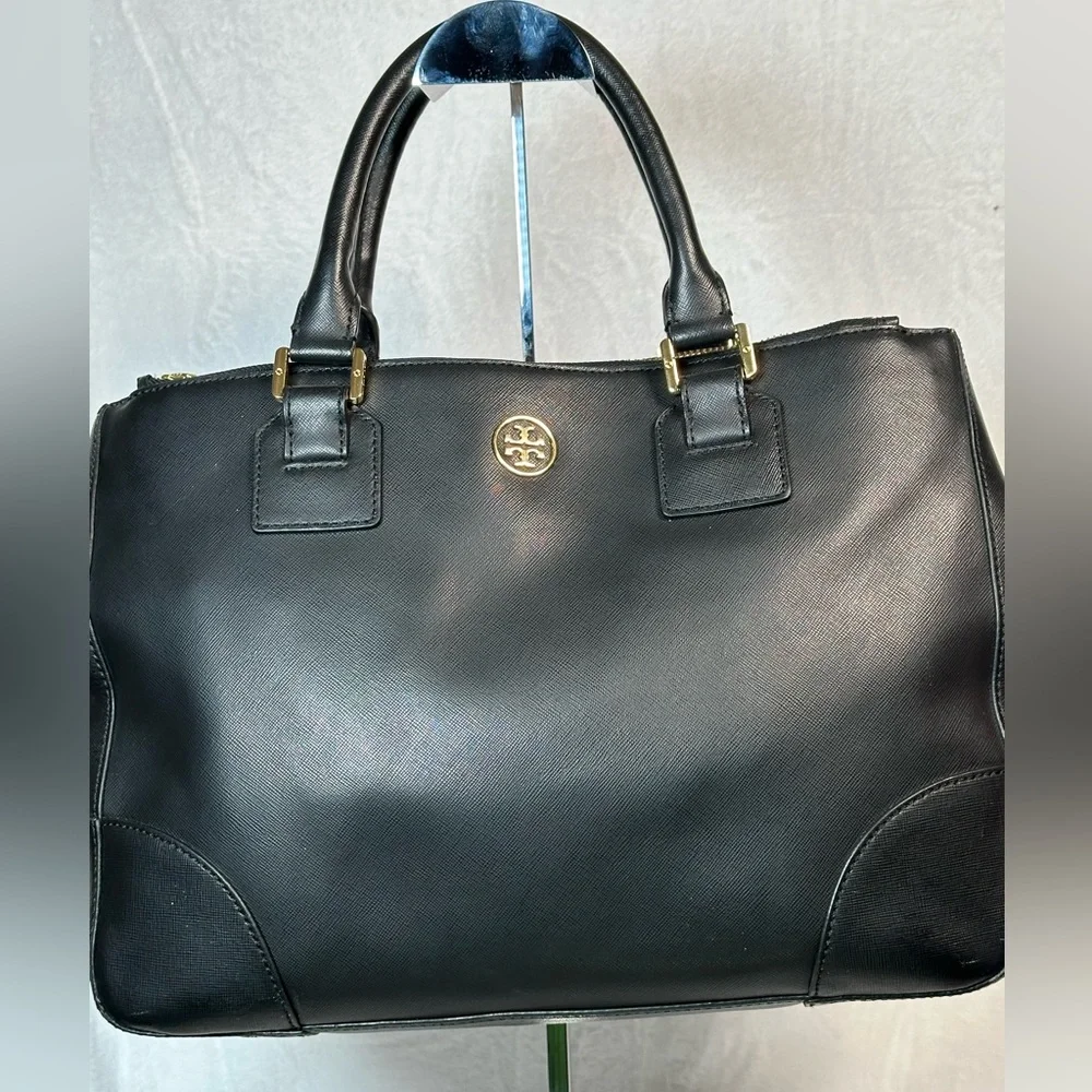 Stunning Tory Burch Black Tote with Gold Accents